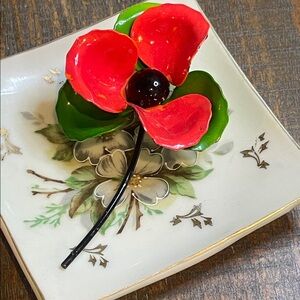 1970’s Vibrant Enamel Poppy Flower Brooch